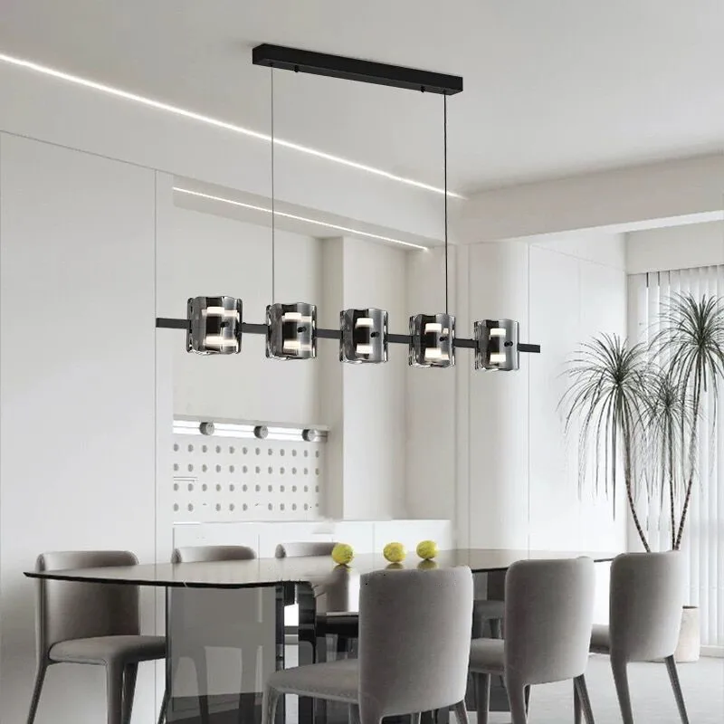 

AiPaiTe Italian minimalist glass dining room chandelier Scandinavian creative LED round / long chandelier