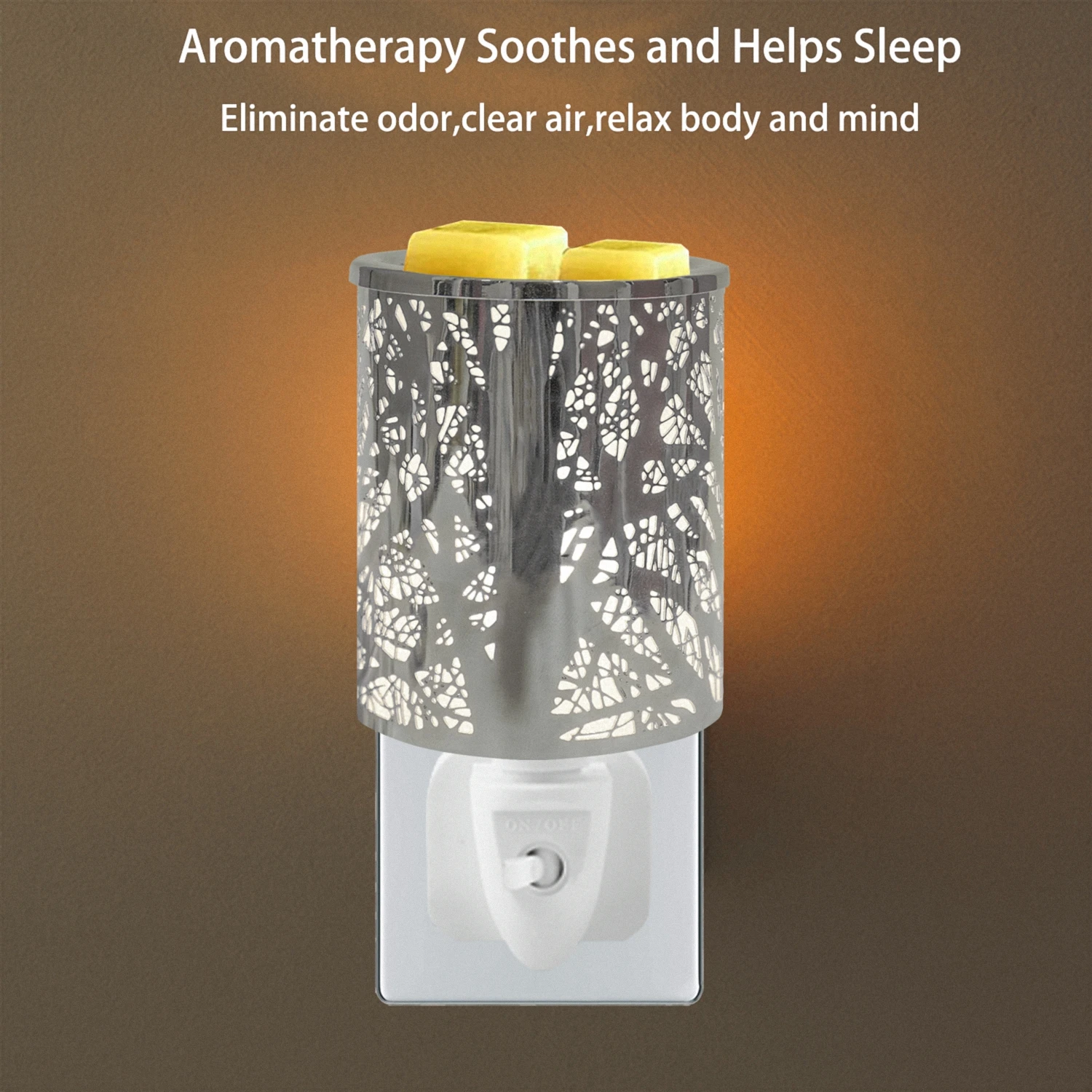 

Подключаемая масляная горелка в серебряном металле, электрическая плавильная горелка для воска или воск плавит и ароматизированные масла, ароматическая лампа с запасной лампой