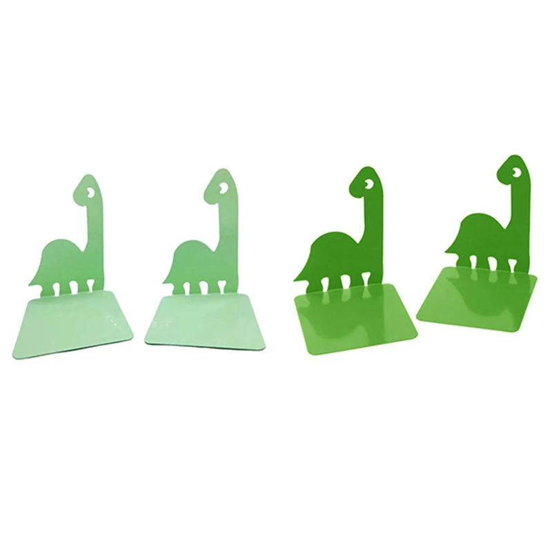

1 Pair Bookends, Cartoon Dinosaur Bookshelf, Non-Skid Metal Book Storage Box, Magazine Stand, School, Office