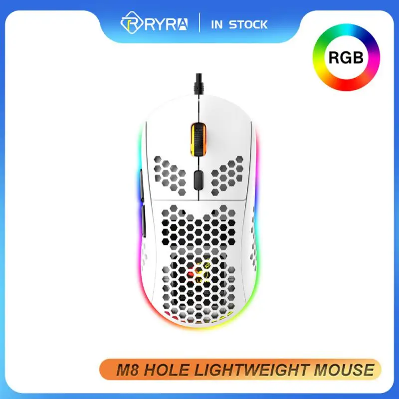 

RYRA Lightweight FPS Gaming Mouse Wired RGB 6400 DPI Honeycomb Gaming Mouse Desktop PC Gamer Computers Notebook Laptop Mice