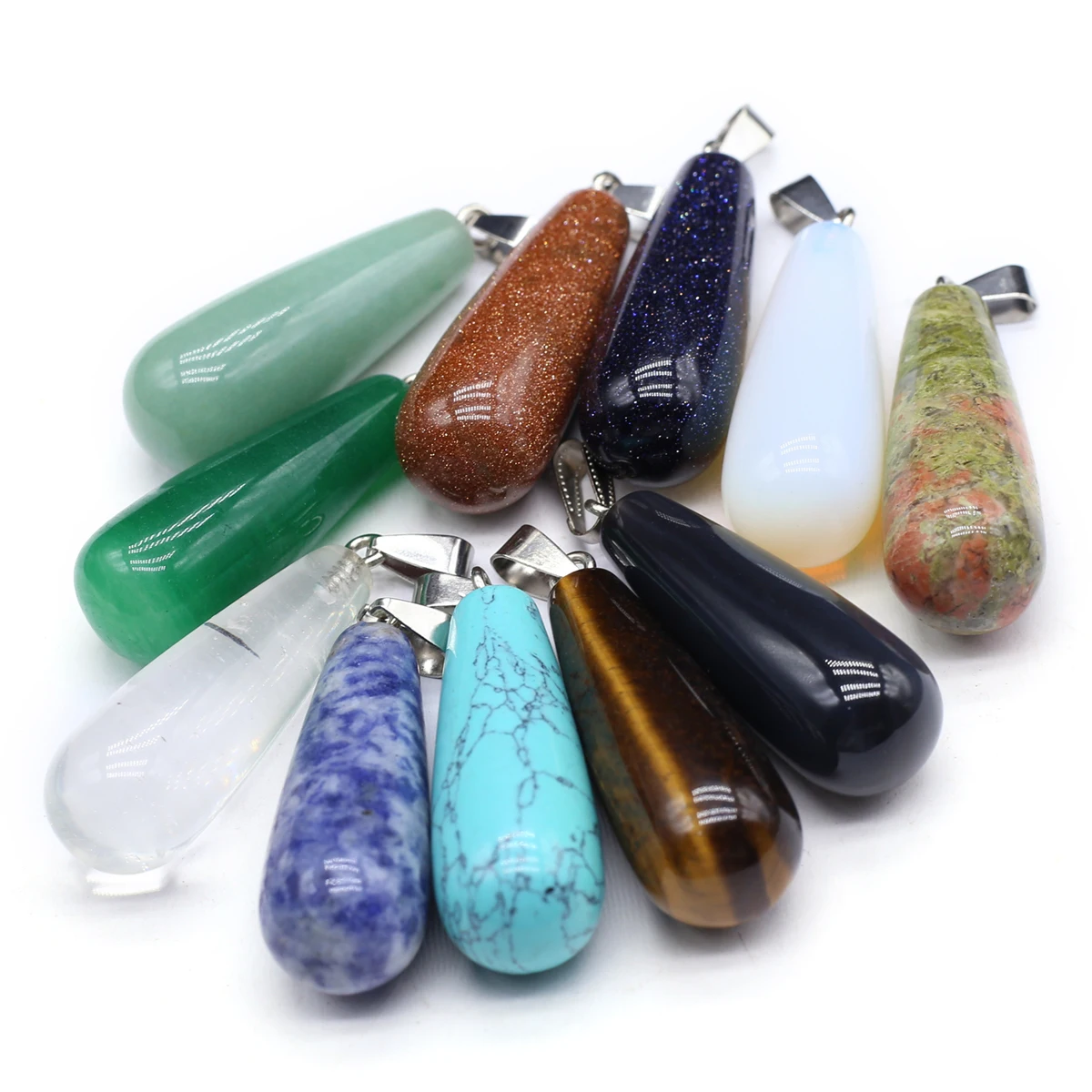 

3pc Natural Stone Pendants Long Water Drop Tiger Eye Turquoise for Trendy Jewelry Making Diy Women Necklace Crafts