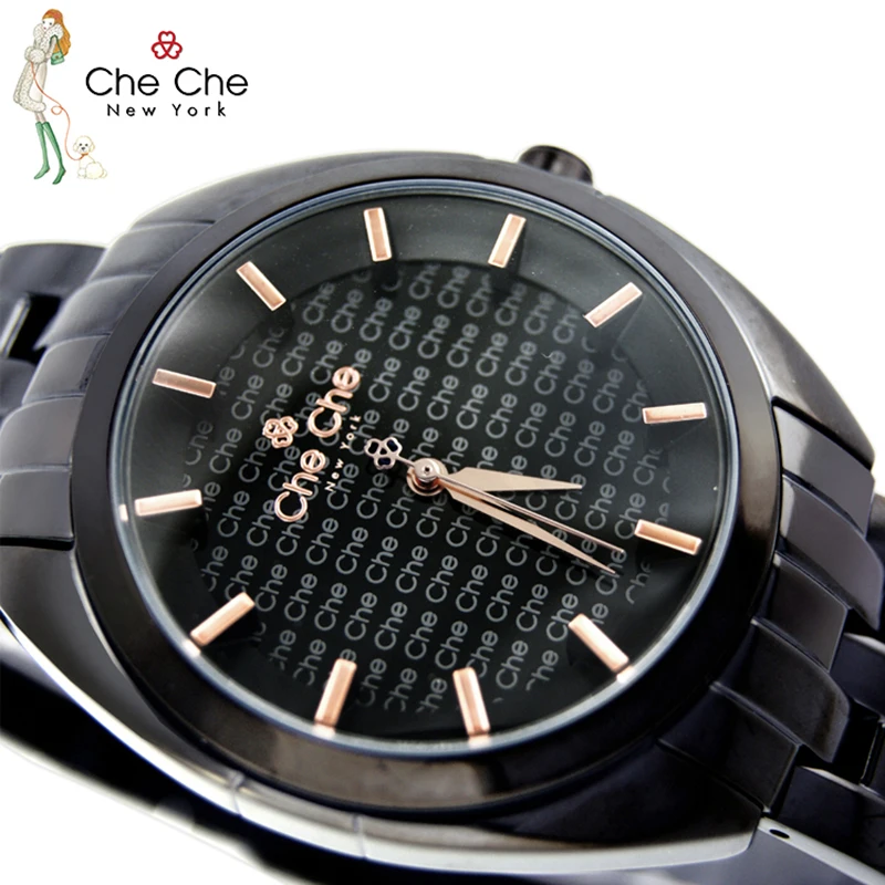 CHECHE Watch women genuine stainless steel strap mature and stable unisex watch couple models star models with gift box CC0015