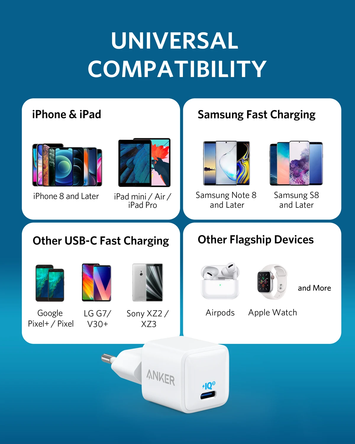 Зарядное устройство Anker Nano 20 Вт для iPhone PowerPort III PIQ 3 0 долговечное компактное