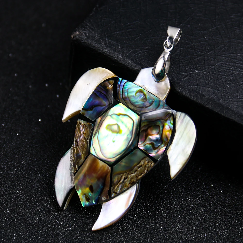 

Inlay Natural Abalone Shell Black Mother of Pearl Seashell Sea Turtle Tortoise Necklace Pendant Charms Jewelry Making Accessory