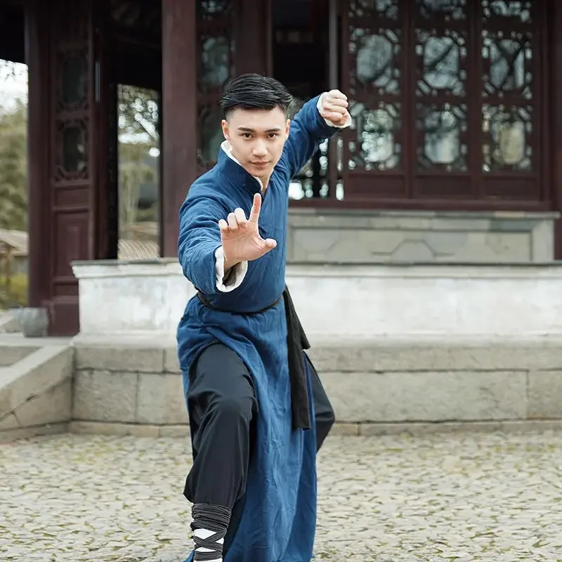Фото Кунг-фу Ханфу Боевые искусства Вонг Фэй повесить Yip Man Wing Chun Костюм для выступлений Древний костюм Длинная рубашка халат ханьфу №5