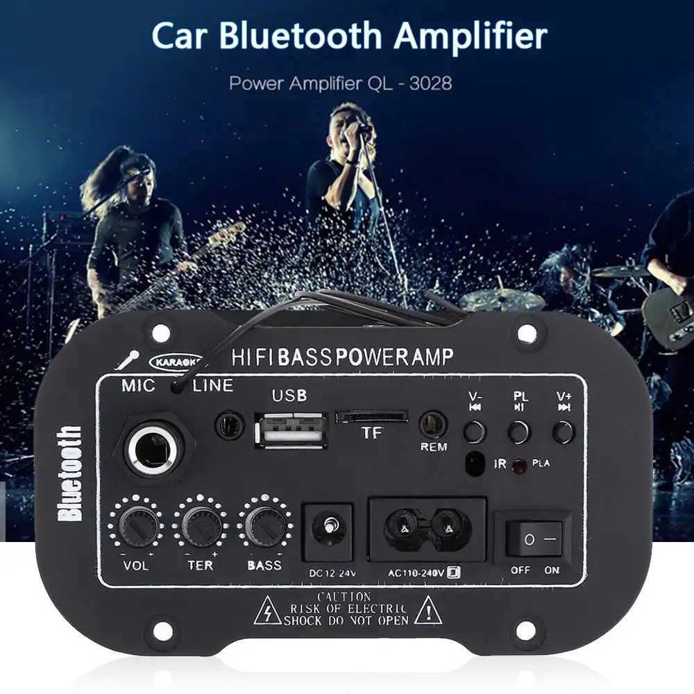 

AC 110V 220V 12v 24v Digital Stereo Amplifier Board Subwoofer Dual Microphone Karaoke Amplifiers For 8-12 Inch Speaker