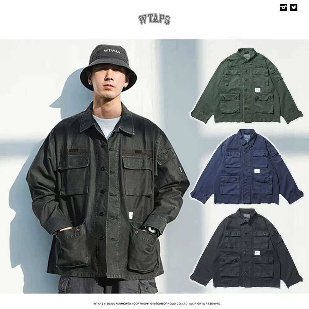 WTAPS Spring and autumn retro wash do old batik multi-pocket jacket men loose version of long sleeves High Street