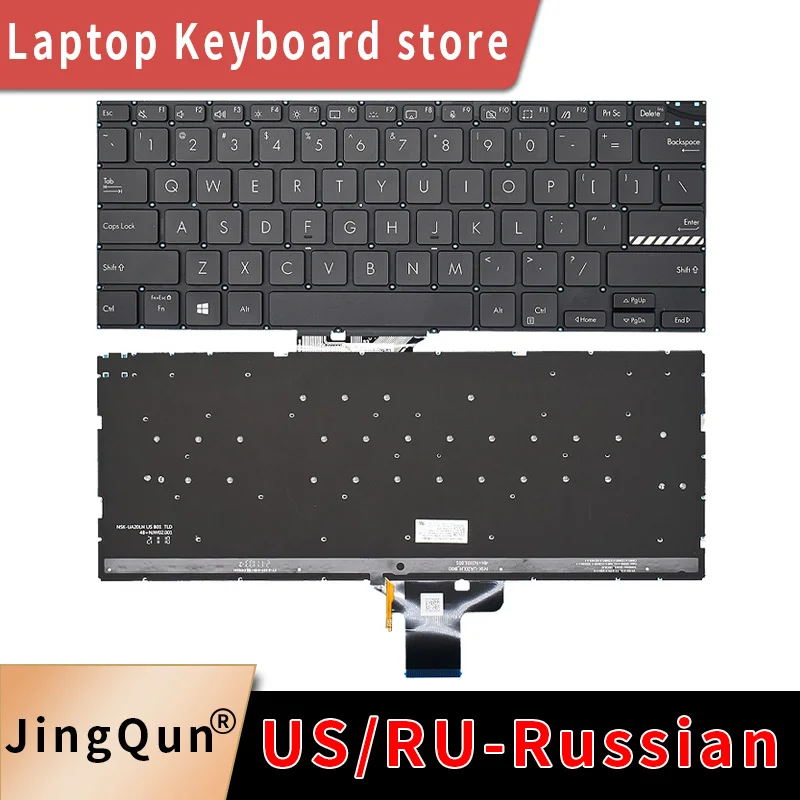 Фото Клавиатура US/RU для ASUS Pro14 M7400 M4700/QC/PC M7600 X7400 M3400 X7400 M3400 M3401Q X3400P K3400P, замена №1