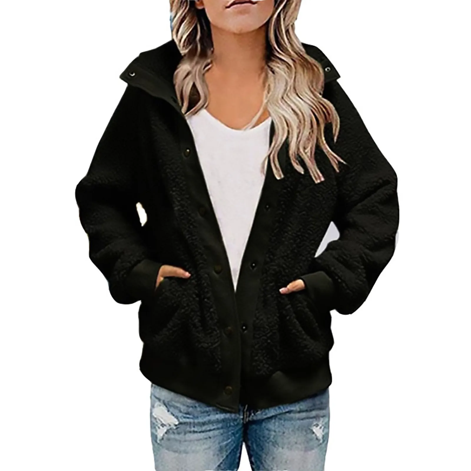 

Autumn And Winter Warm h Patchwork Zipper Pocket Mountain Headwear Jacket Women Women Long Fleece Jacket Womens Fleece Coat