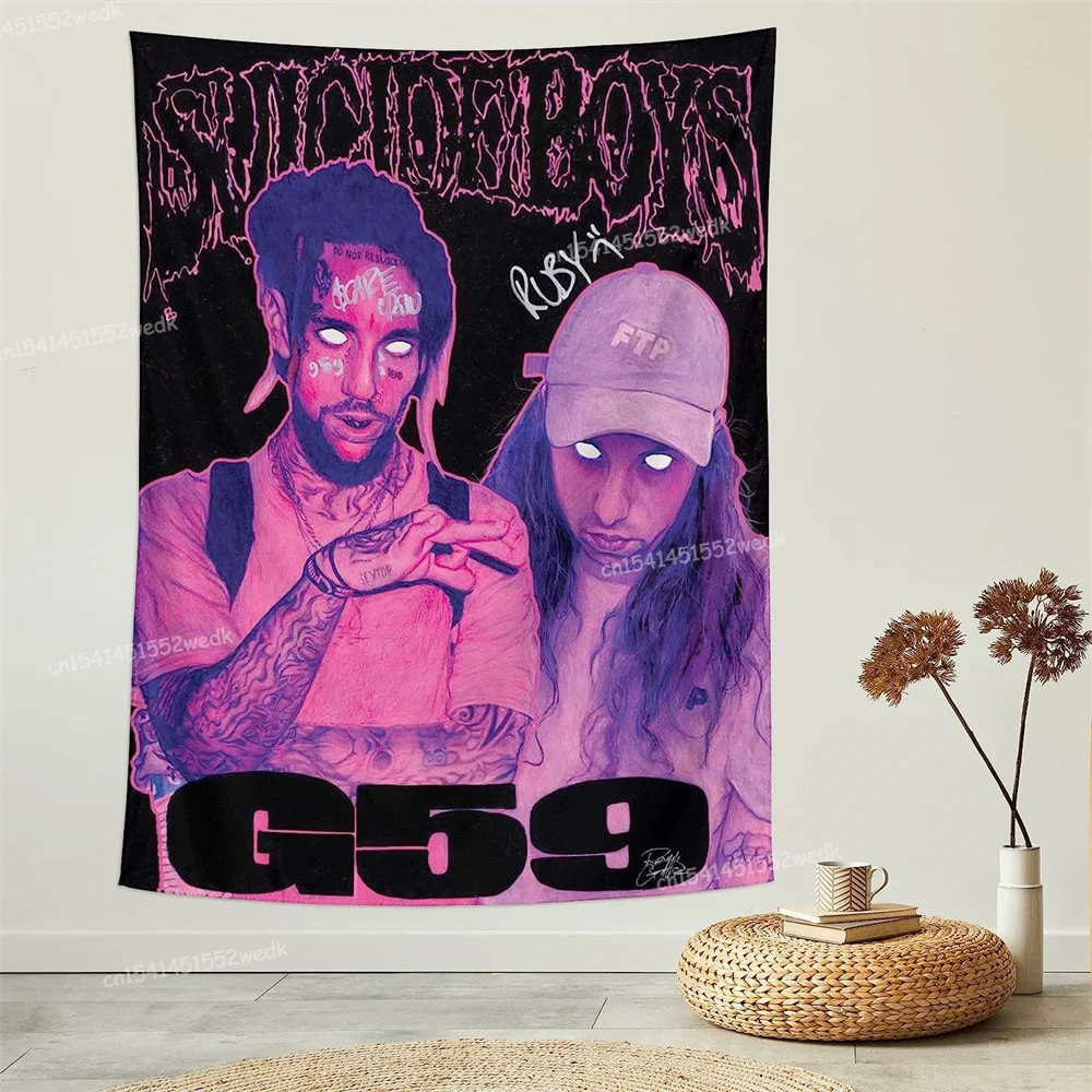 Suicideboys G59 Records Wall Art Tapestry Hippie Suicide Boys Album Cover Posters Home Decoration Aesthetic Tapestrys For Room