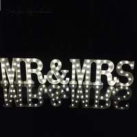 Vintage freestanding hand made  white light up MR&MRS letters wedding party home decor
