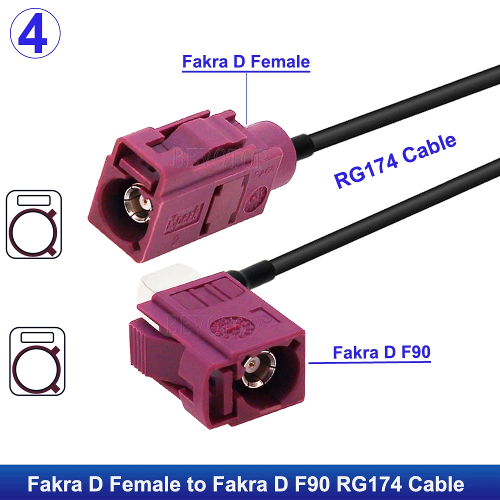 1 шт. Fakra D Bordeaux фиолетовый Fakra D код штекер/гнездо RG174 косичка для GSM RF коаксиальный удлинительный кабель Fakra перемычка