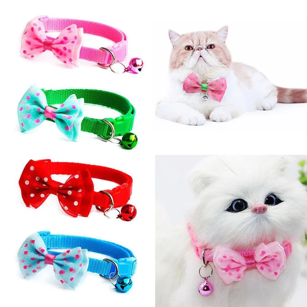 

Puppy Fashion Adjustable Cute Necktie Dog Cat Pet Collar Nylon Bell Kitten Candy Color 1pc New Bow Tie Bowknot