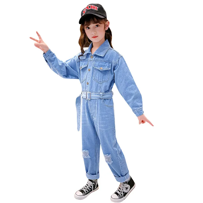 

Fashion Toddler Girls Clothes Clothing Fall Clothes for Teens Spring Autumn Casual Sportswear Baby Ripped Jeans Denim Jumpsuits