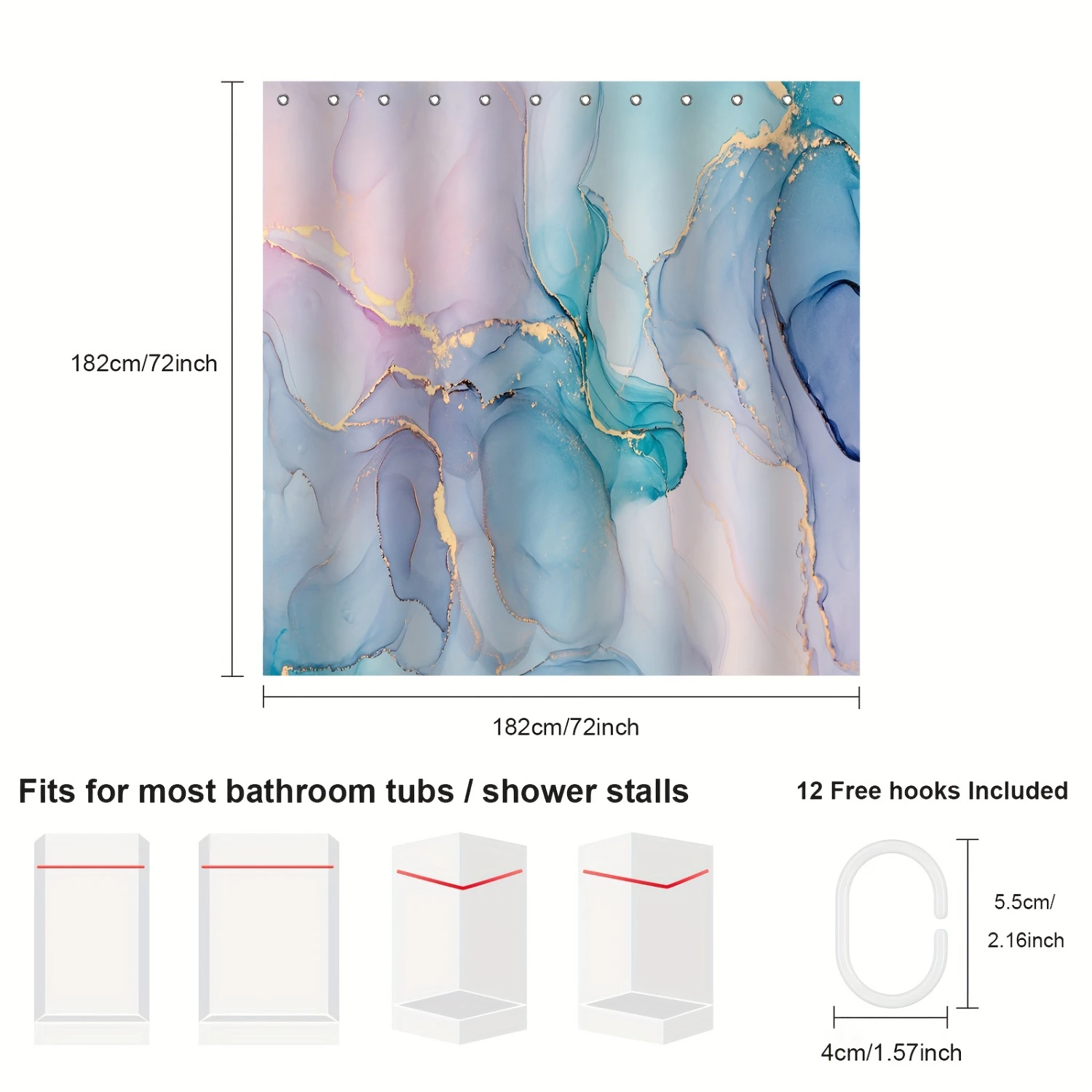 1 шт. современная мраморная занавеска для душа ванной комнаты абстрактная
