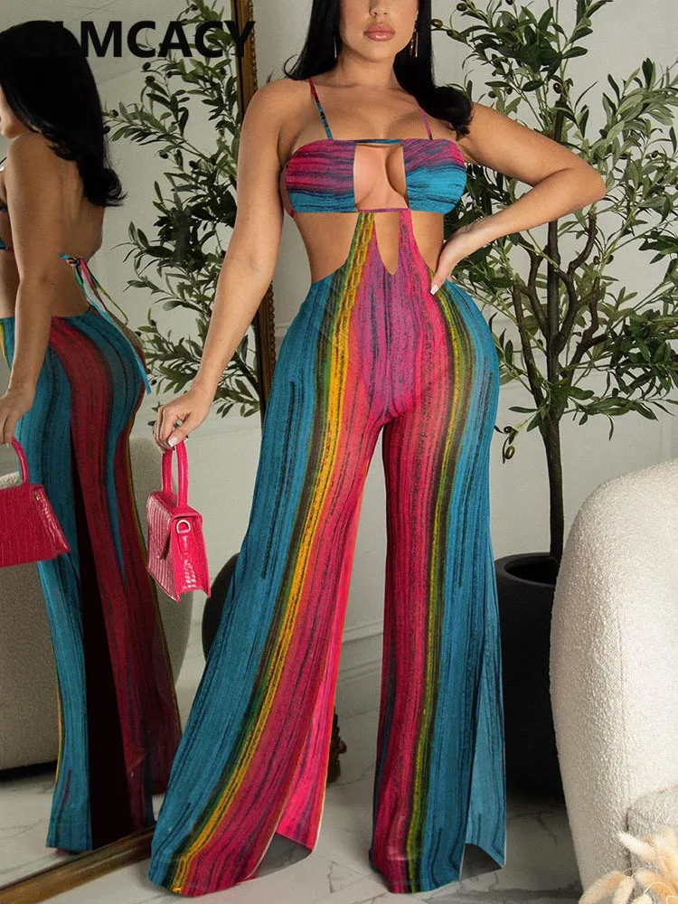 

Женский Летний комбинезон с лямкой на шее и открытой спиной