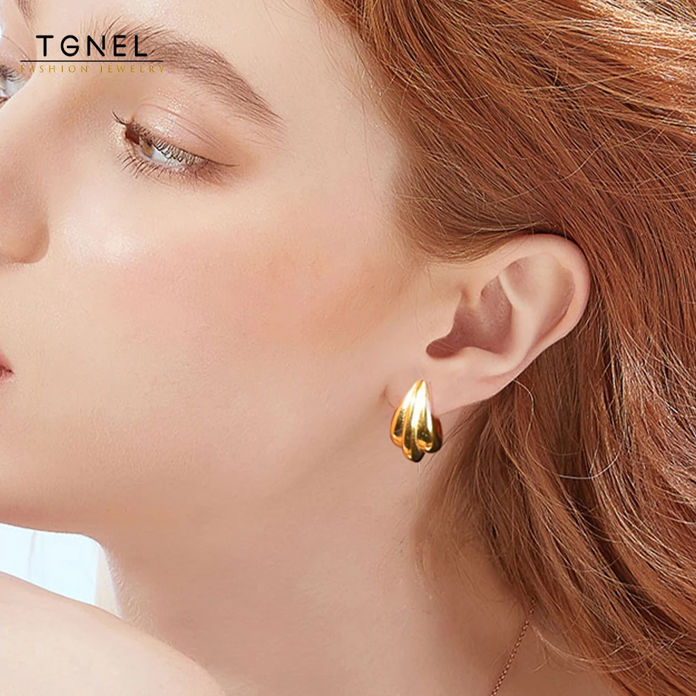 Серьги-кольца из нержавеющей стали для женщин золотой цвет высокое качество