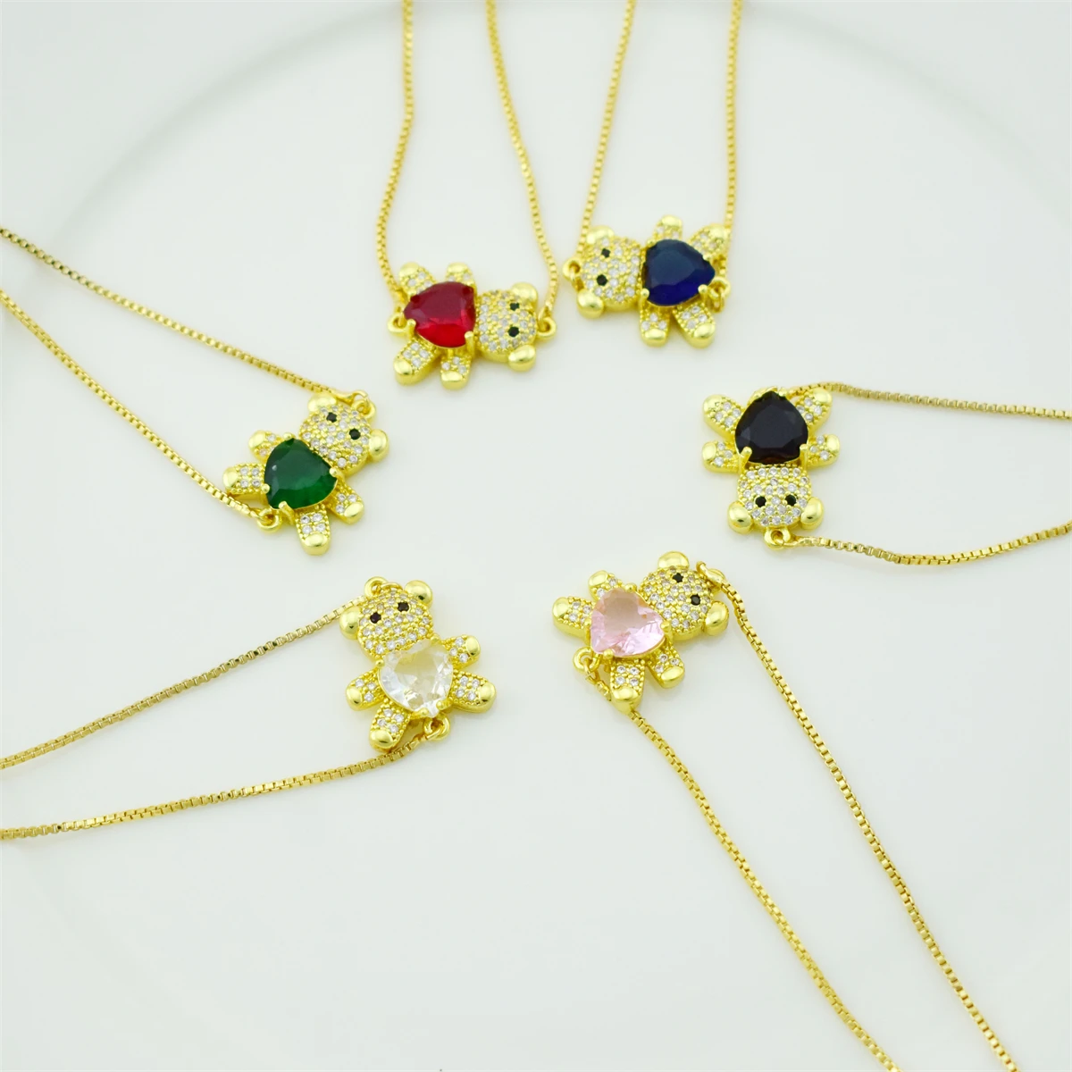 

New Cute Bear Love Zircon Bracelet Gold Adjustable Bear Bracelet Charm Jewelry Wholesale Jewelry