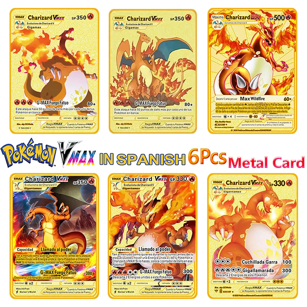 Набор покемонов из 6 предметов набор металлических карт с покемонами испанский