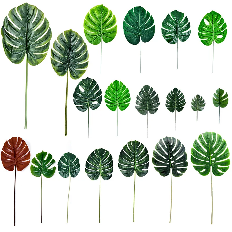 

1pcs Artificial Green Turtle Boho Decor Leaf Scattered Tail Leaf Fake Silk Plant For Wedding Birthday Party Home Decor Leaves