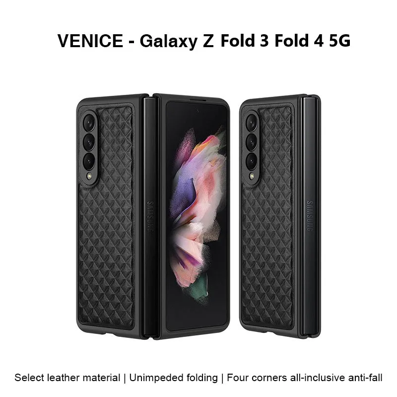 

Genuine Leather Phone Case for Samsung Galaxy Z Fold 3 Fold 4 5G Anti-fall Cover for Fold3 Fold4 Funda Support Wireless Charging