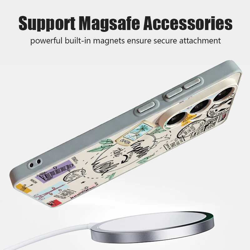 Фото Магнитный чехол-накладка Travel Label для Samsung Galaxy S25 S26 Ultra Edge S24 S23 FE A17 A56 A37 A16 A35 A55 A15 A36 5G, жесткий чехол №3