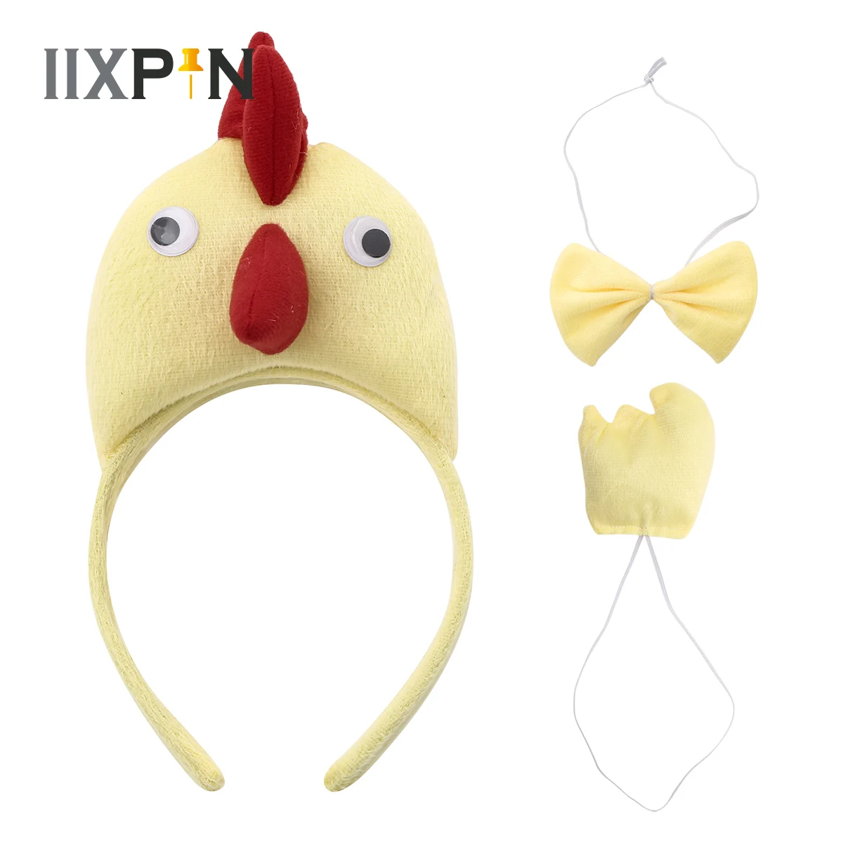 Children Girl Boy Cock Chicken Duck Goose Cosplay Headband Bow Tie Tail Suit Halloween Costume Party Props Funny Dress 3Pcs