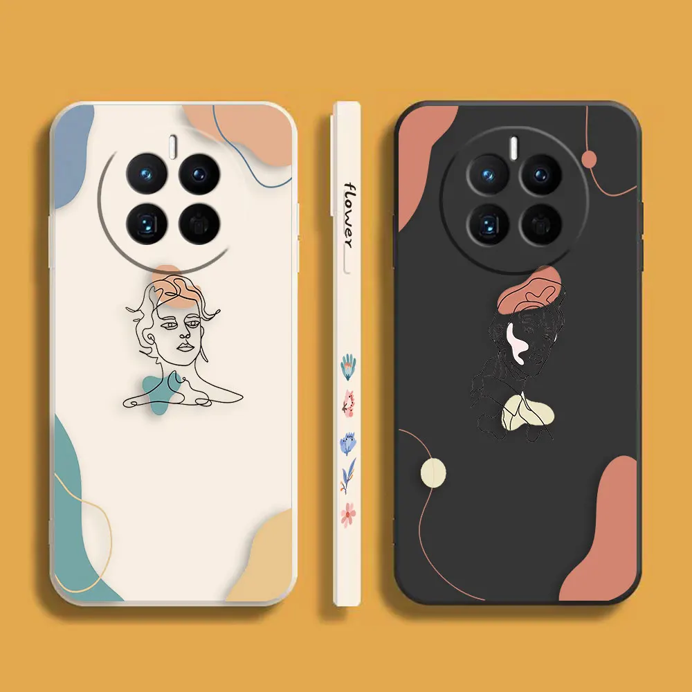 

Woman Head with Flowers Line Phone Case For Huawei MATE 10 20 20X 30 40 50 P20 P30 P40 P50 P60 PRO PLUS Colour Liquid Case Funda