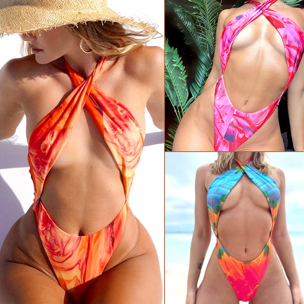 

1-Piece Floral Women's Swimsuit Sexy Backless Bikini Slim Summer Swimwear Sunbathing Clothes Spa Clothing Bathing Suit MC889