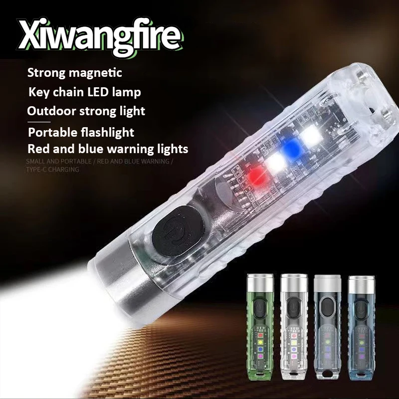  Outdoor MINI Keychain Flashlight USB C Rechargeable LED Lampwith Magnet Camping Uv Light Multifunction Portable Lighting Lights 