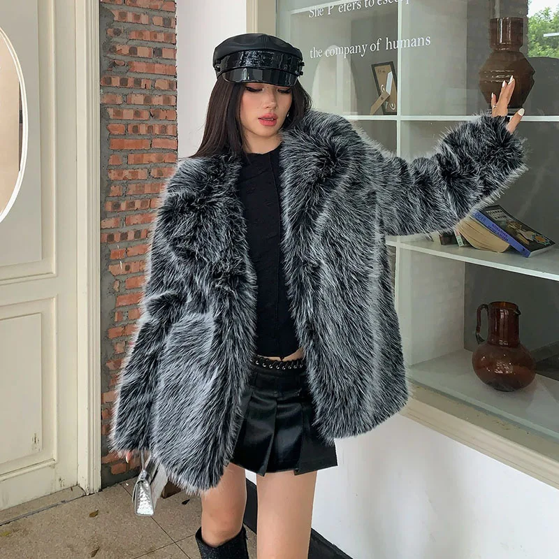 Высокое качество меха и искусственного 2024 новая модная темпераментная женская
