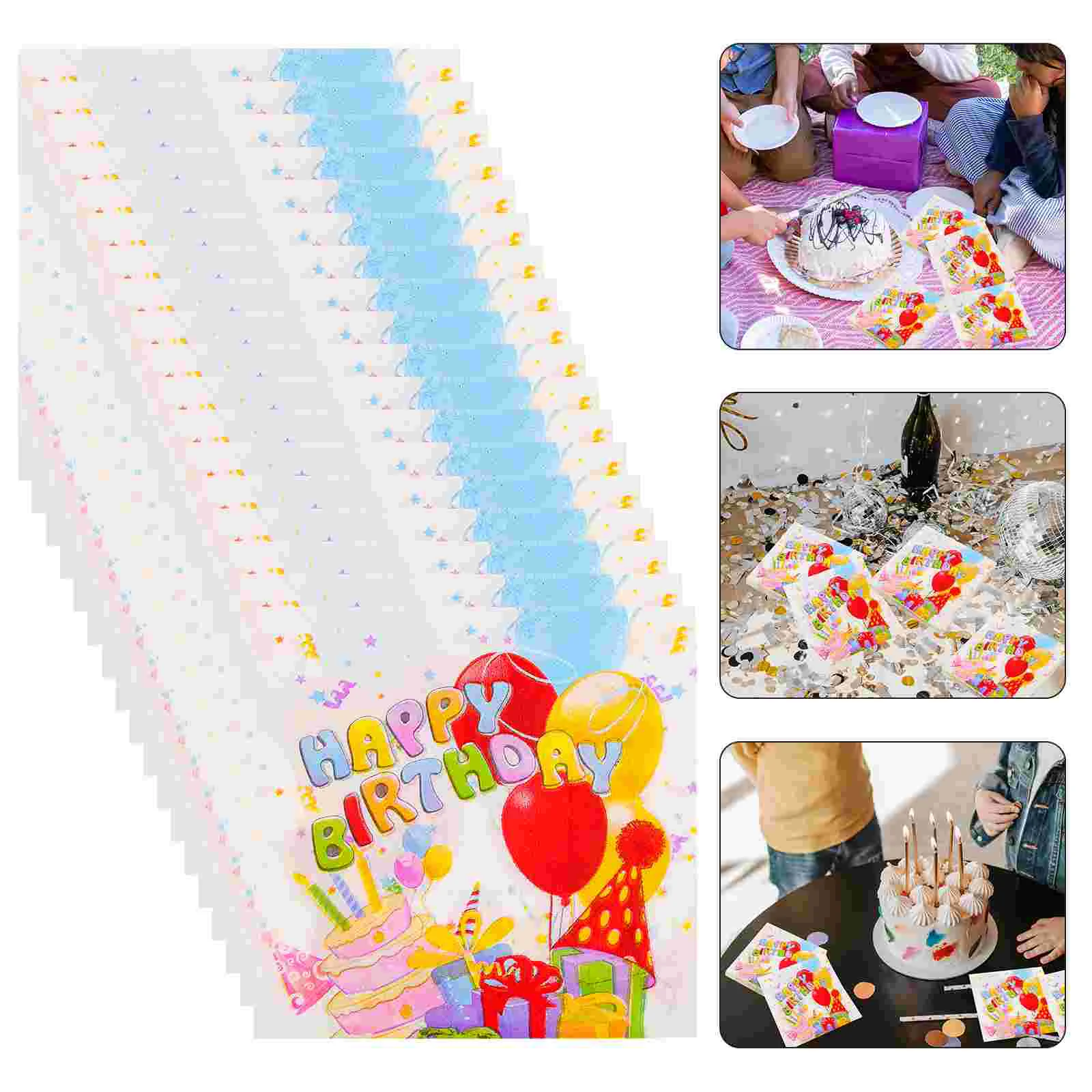 

Napkins Party Birthday Paper Napkin Cartoon Tissue Decorative Happy Colorful Cocktail Favors Beverage Supple Adorable Lovely