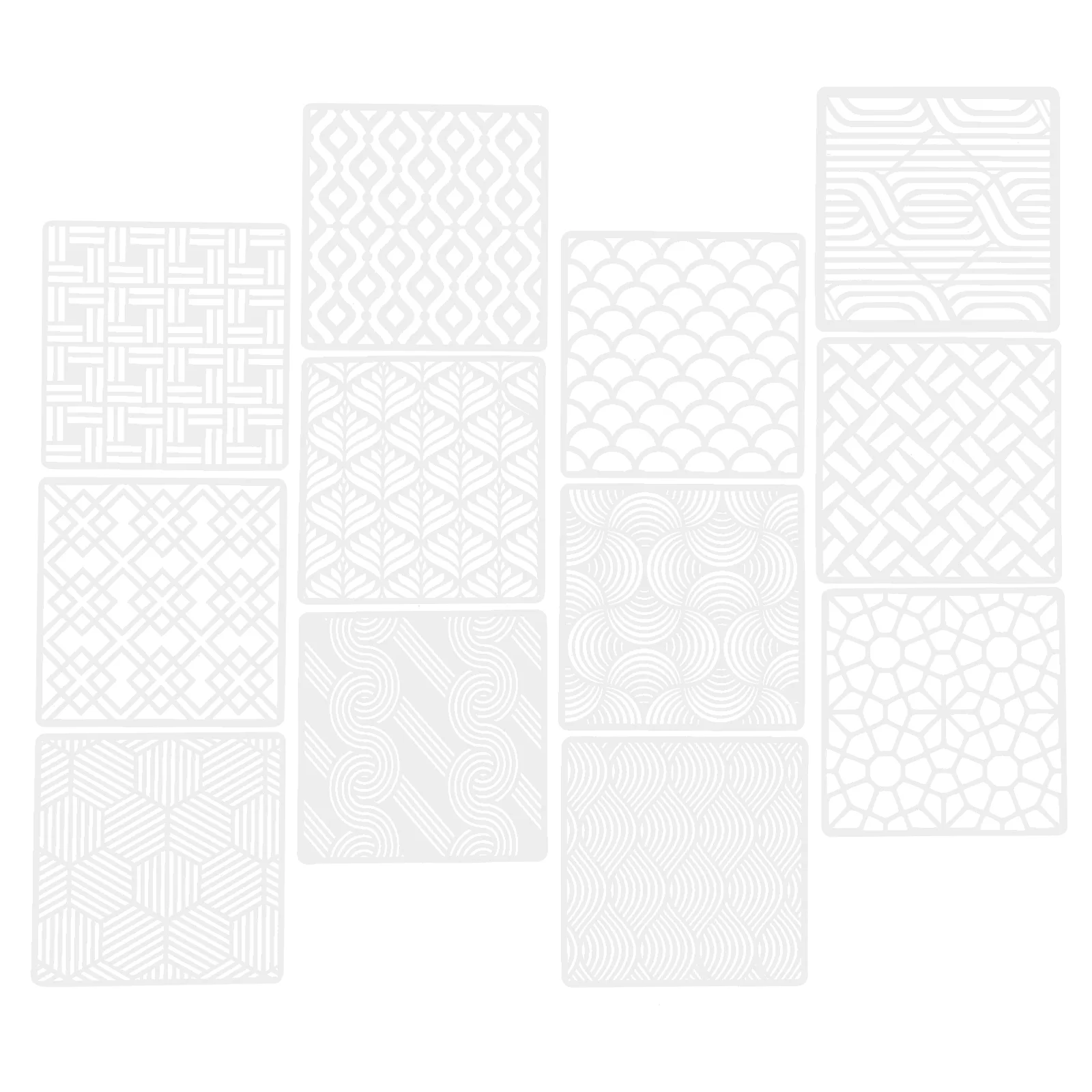 

12 Pcs Geometric Drawing Template Wall Decorating Stencil Floor Flower Decorations Painting DIY Plastic Child Tile