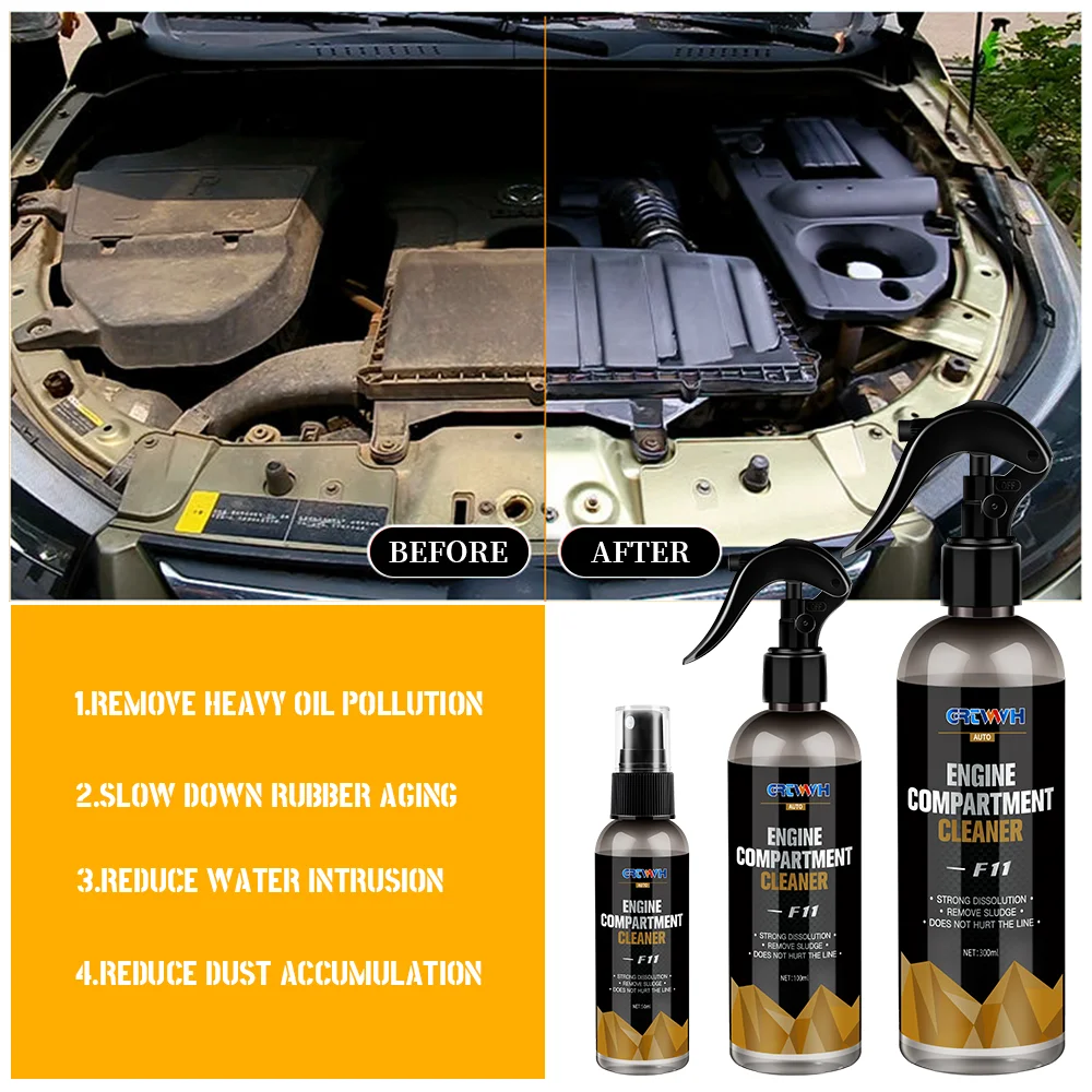 

10/30/50/100/300ml Car Engine Bay Cleaner Remove Heavy Oil Dust Engine Compartment Clean Care Agent Auto Maintenance Accessories