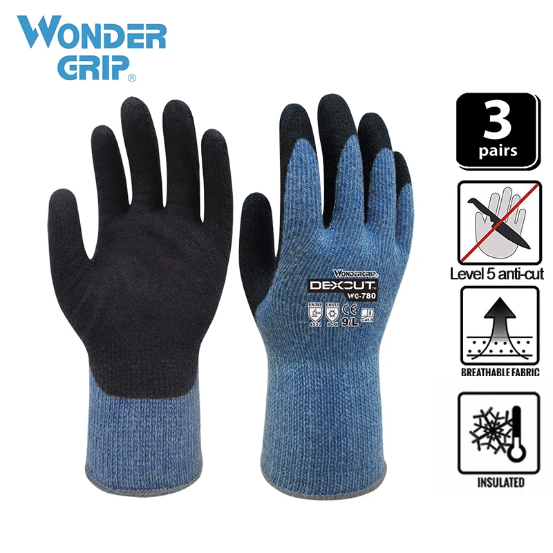 

3 Pair Anti-cut Gloves Level 5 Cut Resistant Gloves Certified Hand Protection, Latex Rubber Coated Gardening and Work Gloves