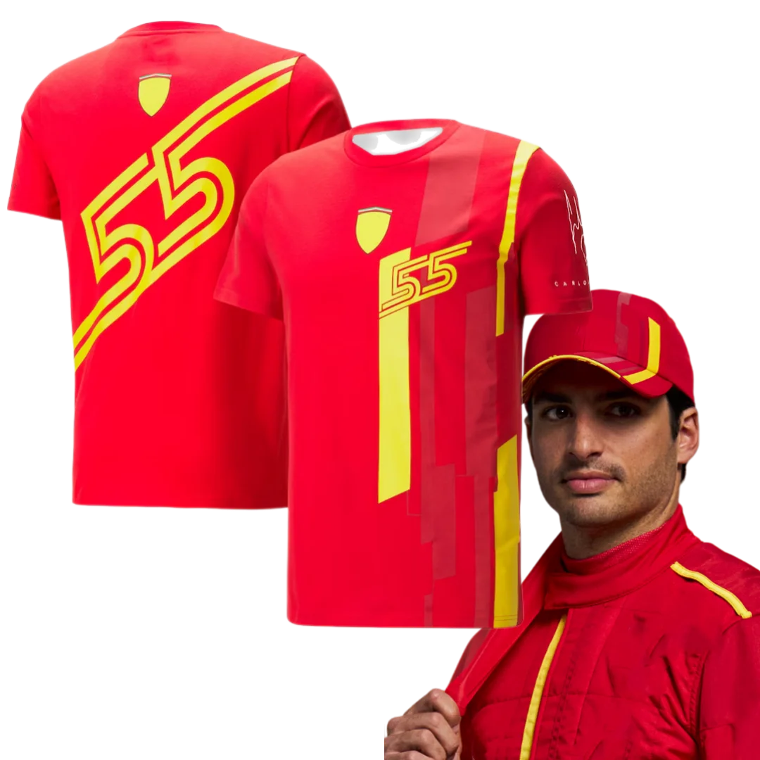 Scuderia 2023 Team F1 Carlos Sainz Special Edition Spanish GP T-Shirt Uniform Formula One Racing Suit MOTO Motorcycle Tees