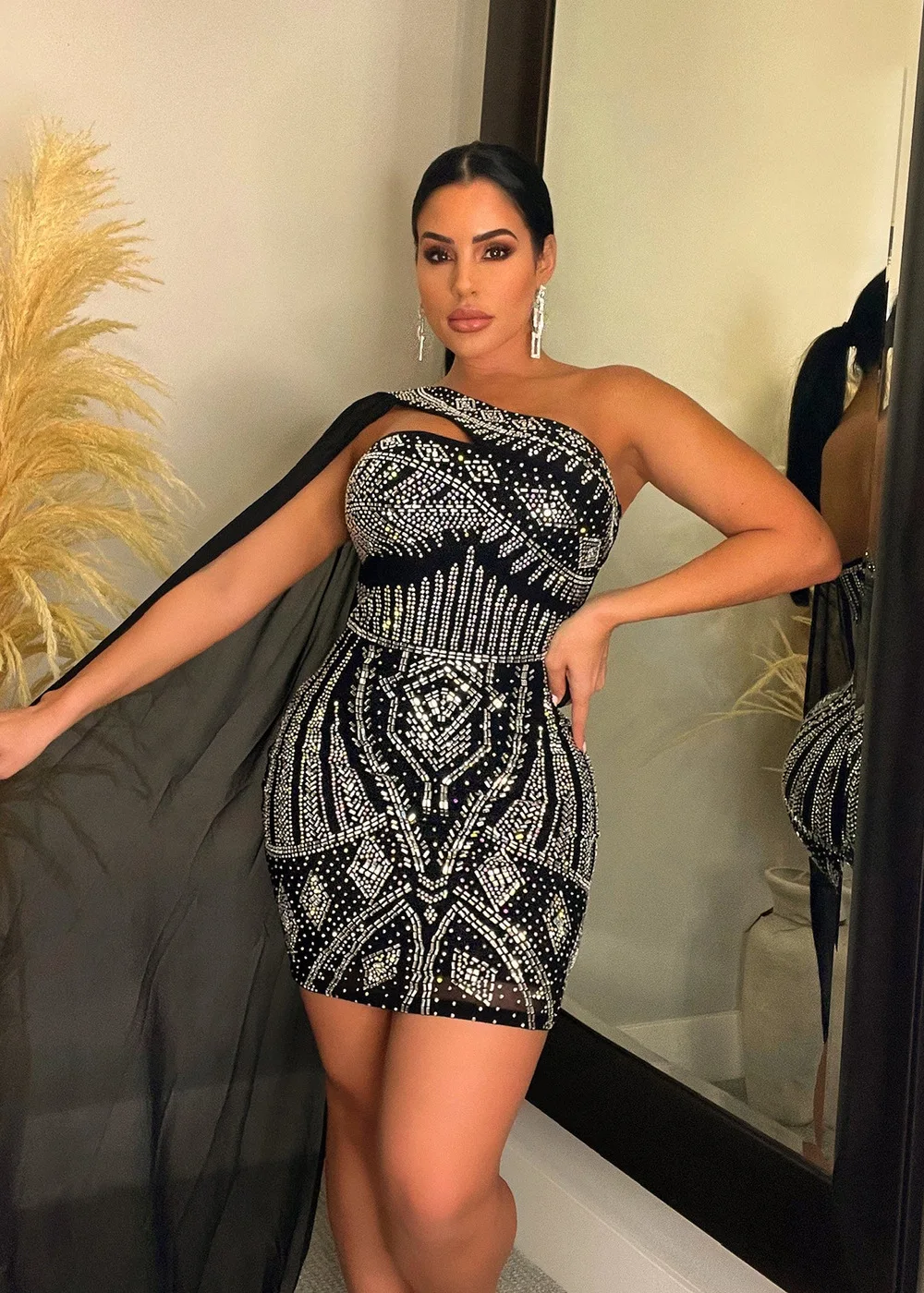 Women Bodycon Sequined Party Dress One Shoulder Sleeveless Slim Mini Dress Sexy Fashion Night Outfit Dresses