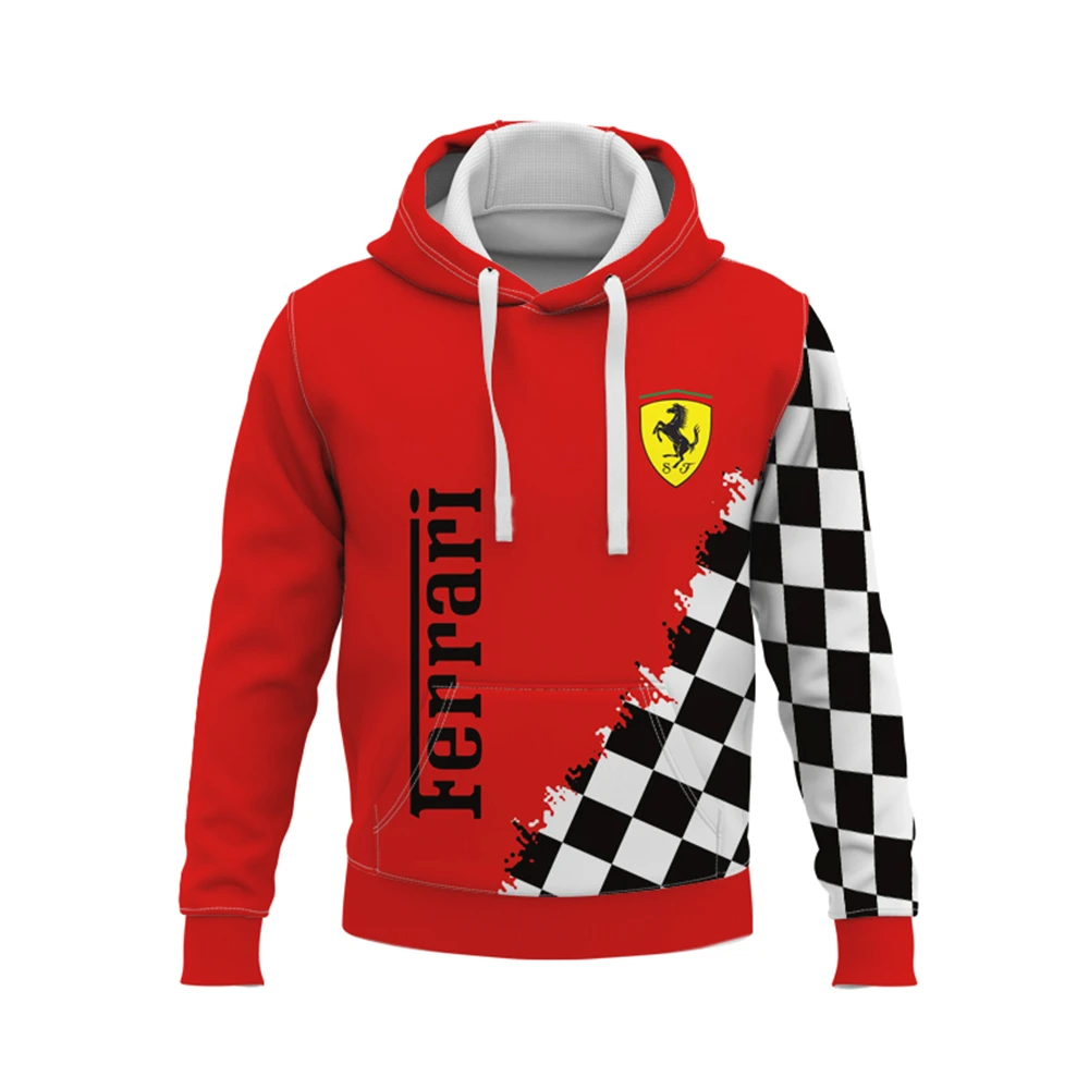 

F1 primavera e outono impressão 3d ferrari-um logotipo moletom com capuz ao ar livre correndo moda pulôver moletom