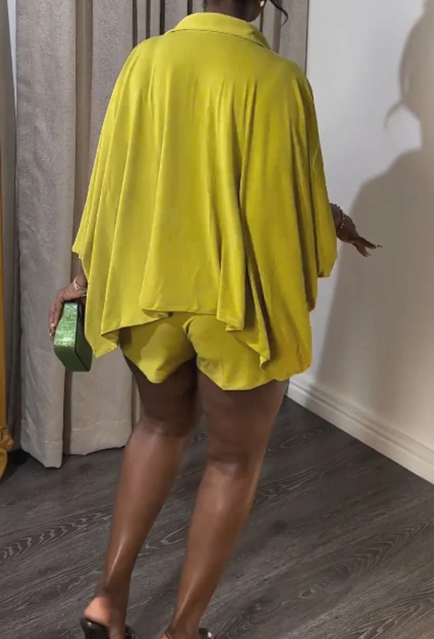 Женский Повседневный комплект из двух предметов Однотонная рубашка с отложным