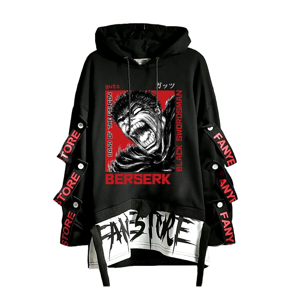 

Anime Sweatsirts Berserk Letter Print Patcwork Sweatsirt uts Streetwear die Lon-Sleeve dies Unisex Mana Pullover