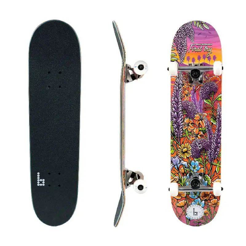 Multicolor, 31 In. x 7.75 In. Complete Skateboard, with 7-Pl
