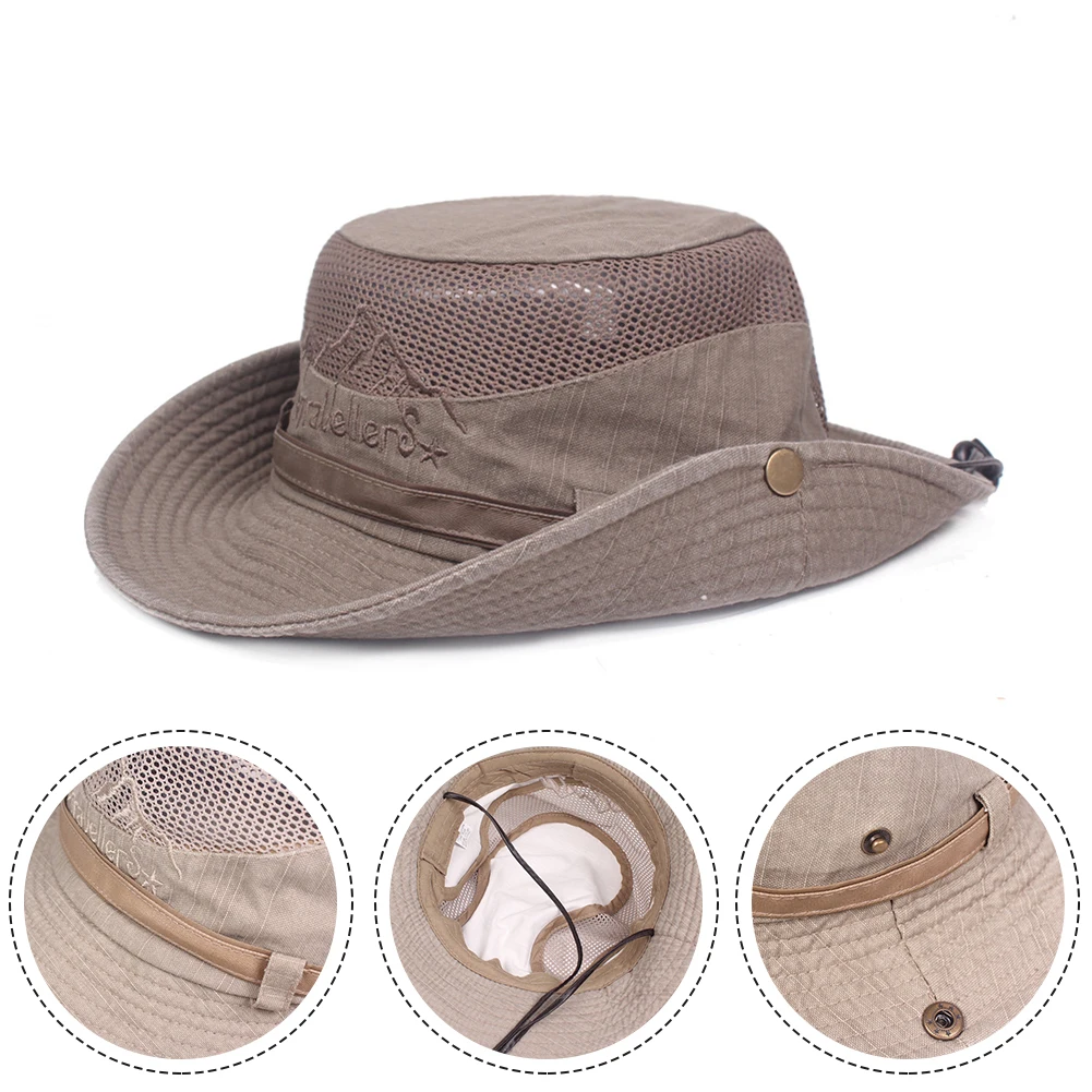 Aldult Fisherman Sun Hat Mountaineering Hat Fishing Outdoor 58cm Brocade Fisherman Hat UV Protection enlarge