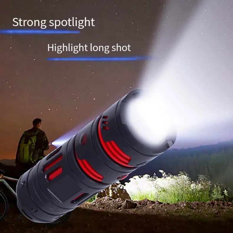 

Portable Powerful LED Torch USB Rechargeable Flashlight Outdoor Camping With Spinner Decompression Torch Long Range Lantern