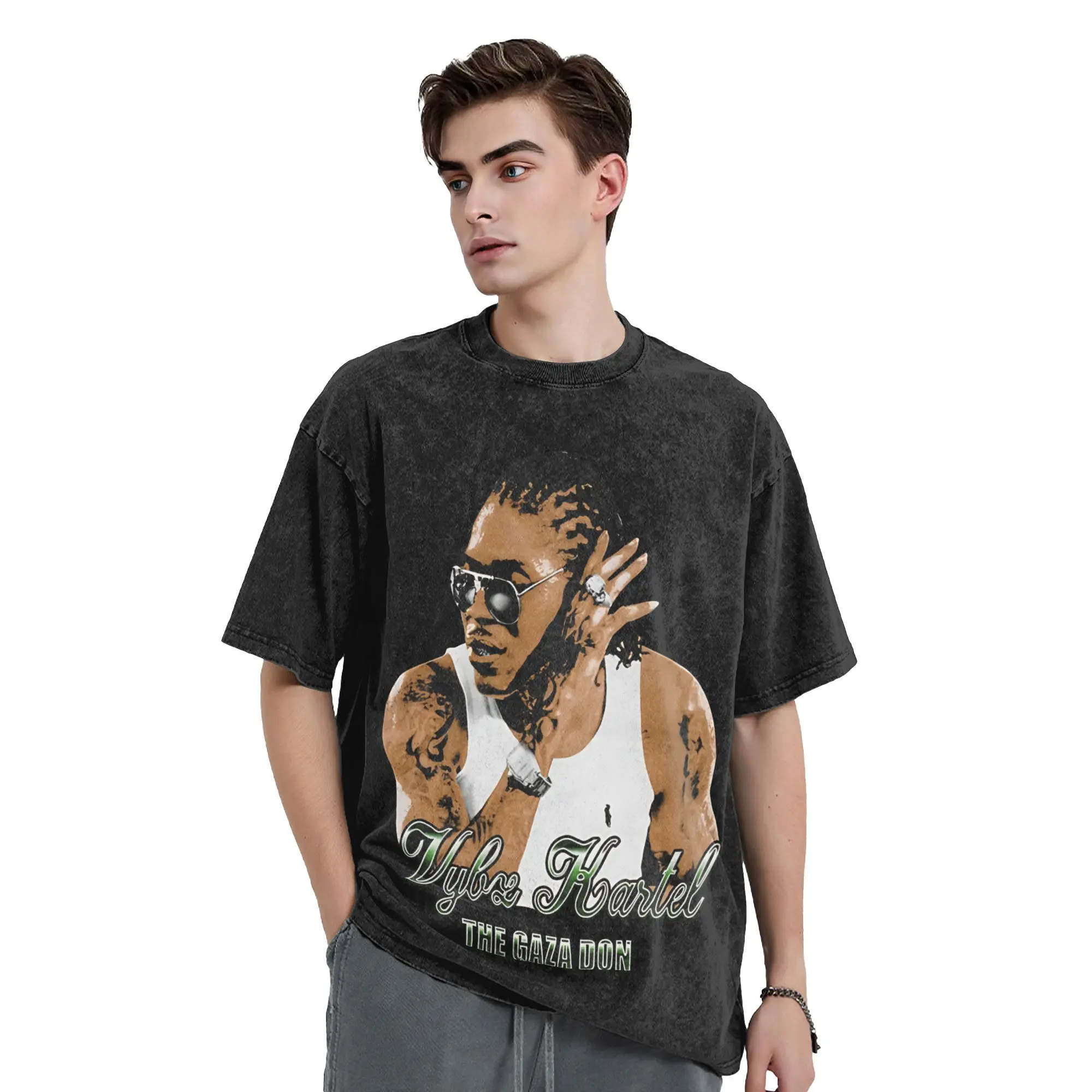 Фото Мужские футболки с рэпером Vybz Kartel Tour 2025, винтажные футболки с короткими рукавами и круглым воротником, хлопковая одежда для подарка на день рождения №3