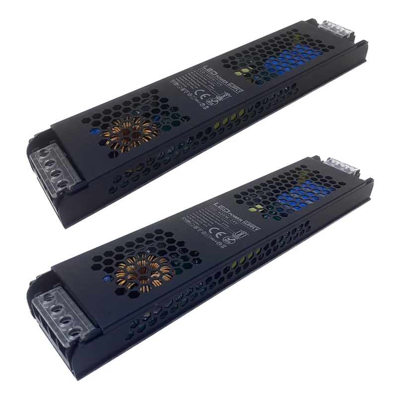 Светодиодный ультратонкий переключатель питания AC 220V to DC 12V 24V 400W, линейная лампа, черный тонкий трансформатор, драйвер 33A для стандартных модулей полосы