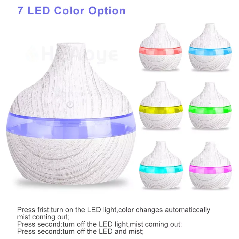 

Humidifier Ultrasonic Air Humidifier Wood Essential Aroma Oil Diffuser With LED Light Aromatherapy Mist Maker