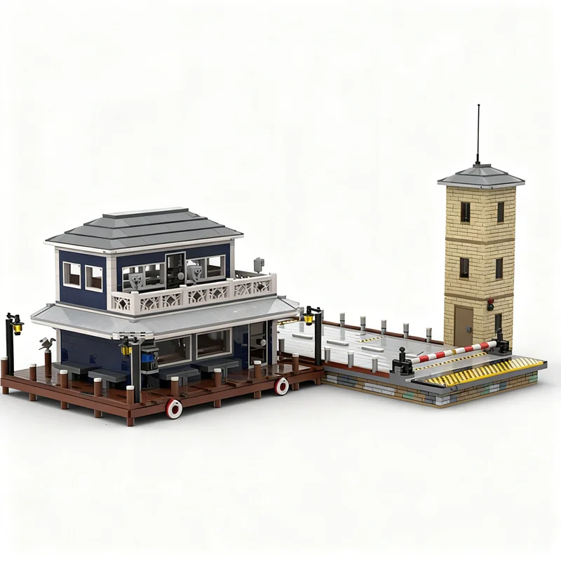 Фото 3486 деталей MOC Модульные здания, модель волнолома и парома, строительные блоки, рождественский подарок, архитектурные игрушки, креативный конструктор для демонстрации. №1