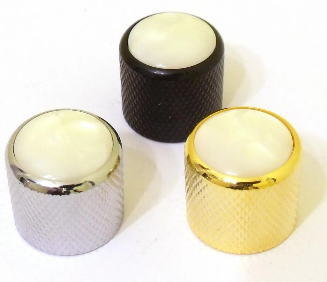 4X Barrel Domed Knurled Guitar Control Knob Pearl Inlay For Tone Or Volume Knobs With Wrench Guitar Accessories enlarge