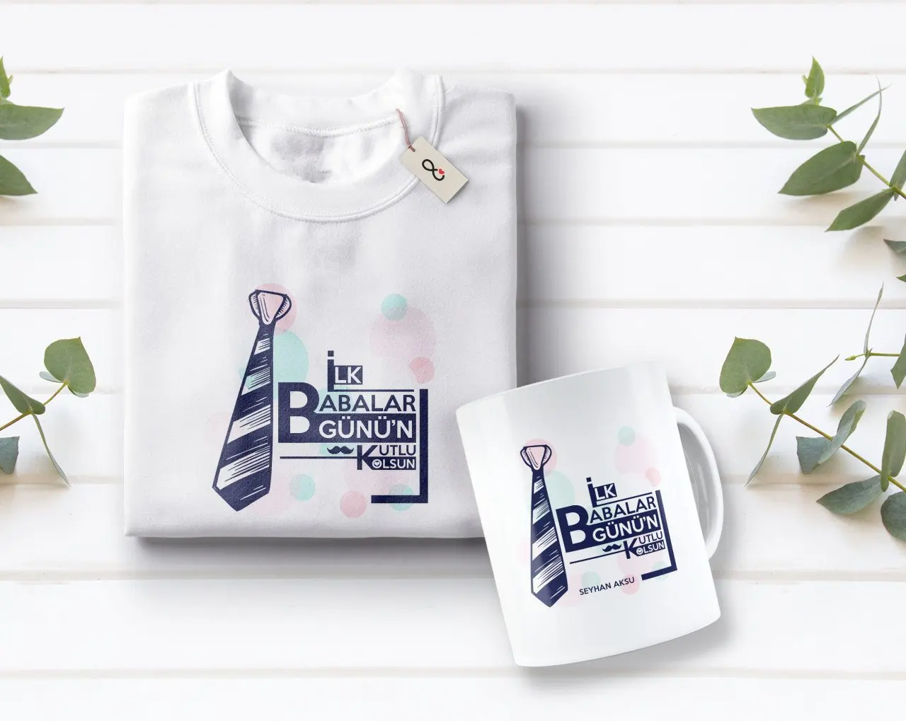 

Персонализированные первое Father 'S Day дизайн белая футболка и кружка Seti-3