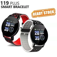 119 plus bluetooth smart watch men women sports fitness tracker band waterproof heart rate moniter smartwatch android with clock